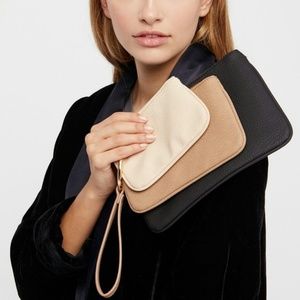 Free People Tri-Toned Clutch - Black, Tan, Cream